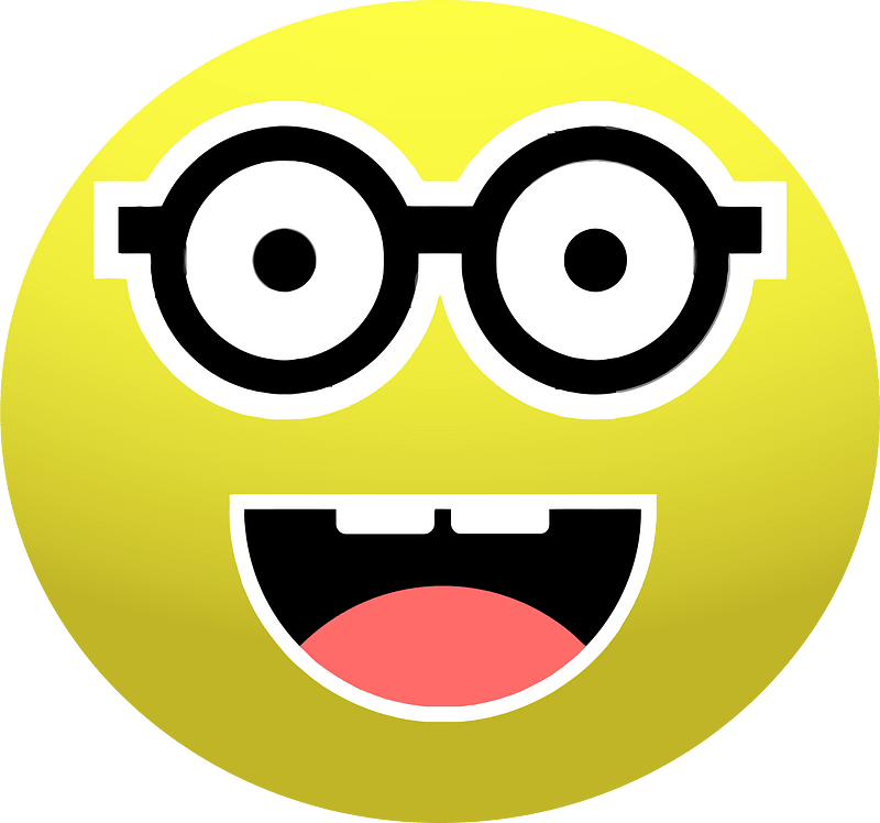 Smiling broadly face with glasses