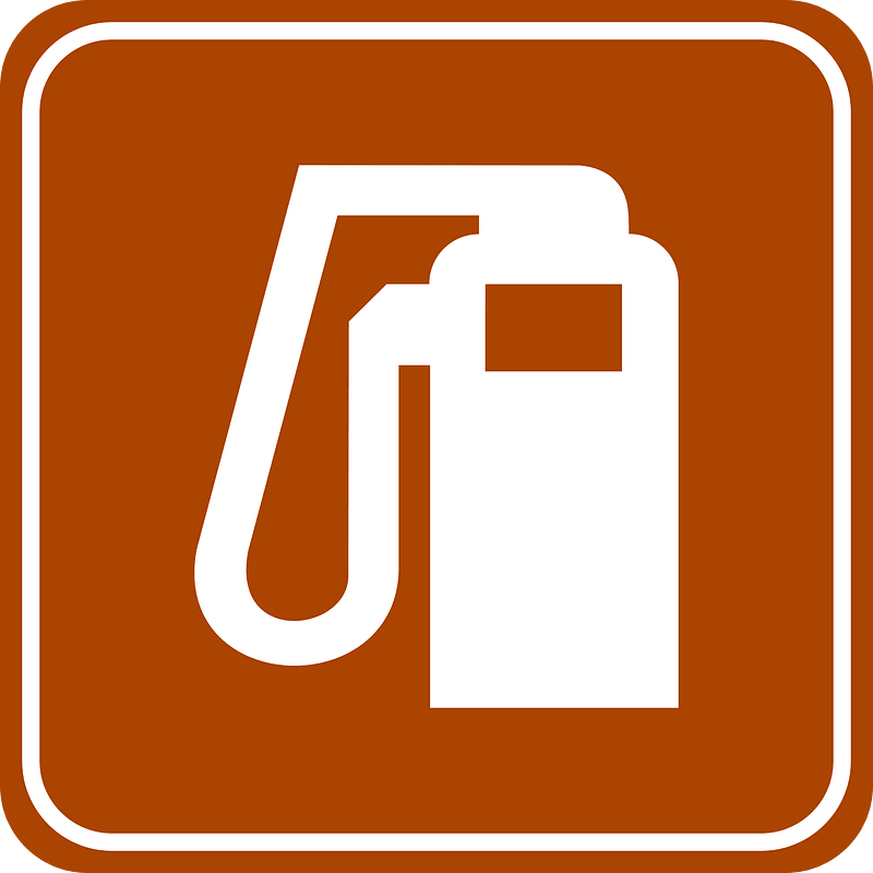 Gas station road sign