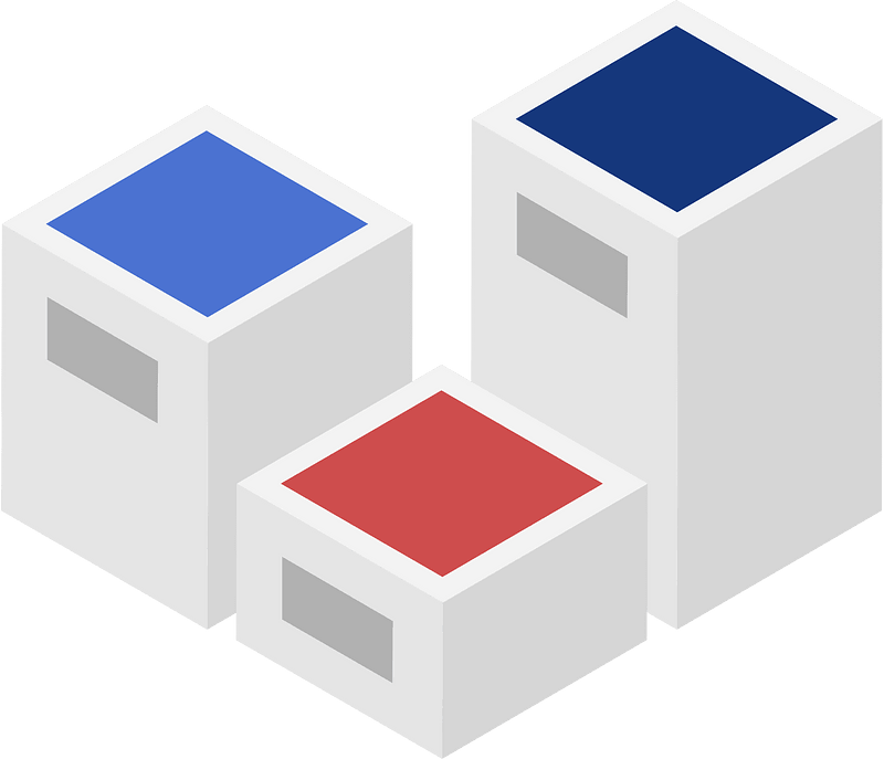 blue white apartment buildings