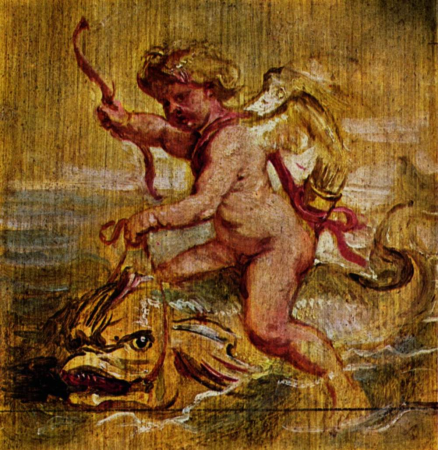 Cupid's ride on a dolphin, Peter Paul Rubens, circa 1637-1638