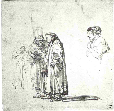 Rembrandt Two Men in Discussion, a Third Listening to Them, Rembrandt, 1633