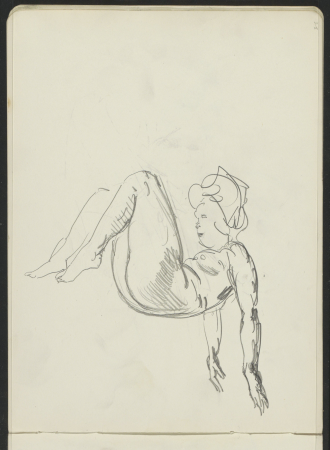 Vrouw in kaarshouding met gebogen benen, RP-T-1935-96-9(V)