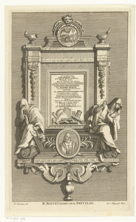 Grafmonument voor Johannes Schelhammer Siste gradum viator Schelhammer IVL Hamb (titel op object), RP-P-1907-2984, between 1730 and 1736