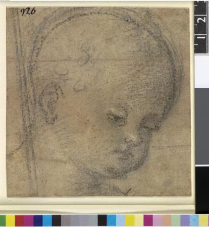 Perugino - Attributed to - Head of a putto almost in profile to right, formerly in an album, 1986,0510.1, Pietro Perugino