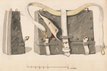 A Soldier's Knapsack: Two Studies, Side and Front View, Michael Angelo Hayes