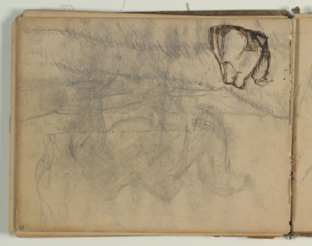 Landscape sketch and sketches of camel, Niels Larsen Stevns