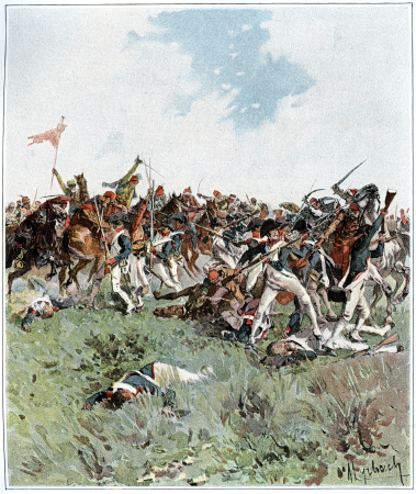 The general assault of the enemy forces and the breaking of the French defence line during the initial stage of the battle at Nicopolis, in 23rd October 1798., Felician Myrbach, 1894