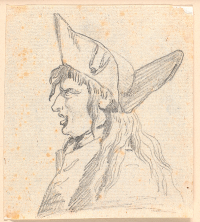 A shouting man (a Swiss?) with a triangular hat, Jens Juel