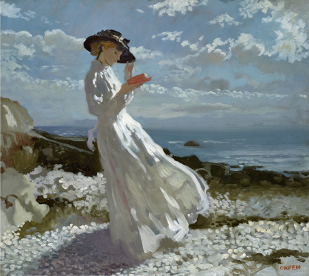 Grace reading at Howth Bay, William Orpen, circa 1900s
