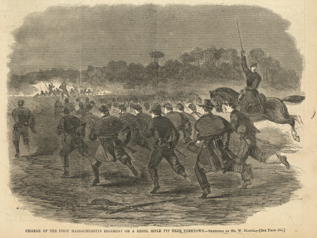 Charge of the First Massachusetts Regiment on a rebel rifle pit near Yorktown (Boston Public Library), Winslow Homer