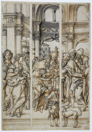The Circumcision of Christ, design for a stained-glass window., Pieter Coecke van Aelst, between 1530 and 1533