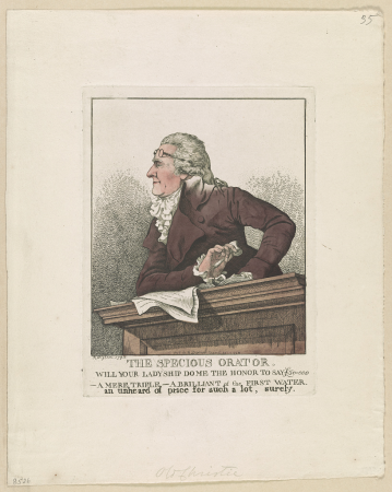 The specious orator Will your ladyship do me the honor to say £50, 000 - a mere trifle - a brilliant of the first water, an unheard of price for such a lot, surely - - R. Dighton, 1794. LCCN2007676610, Robert Dighton