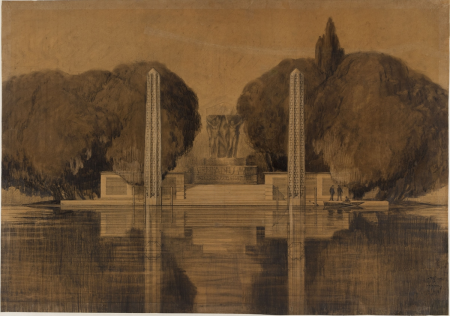 Monument to the dead in the Tête d'Or park, project with 2 columns, Tony Garnier