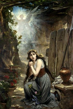 Joan of Arc listening for the first time to the voices that predict her prominent fate, Pedro Américo, 1883