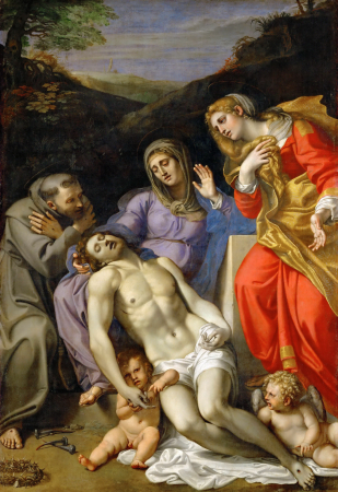 Pietà with Sts Francis and Mary Magdalen, Annibale Carracci, between 1602 and 1607