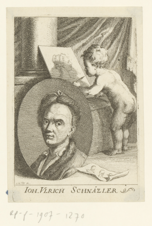 Portret van Johann Ulrich Schnäzler, RP-P-1907-1270, Johann Rudolph Schellenberg, between 1750 and 1806
