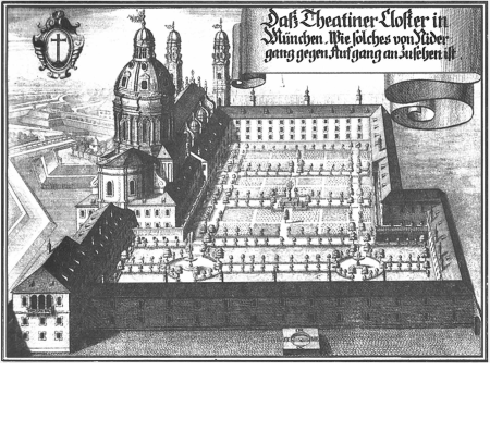 That Theatiner Closter in Munich, like one from the lower corridor, is to be viewed from the rising one, Michael Wening, 1701
