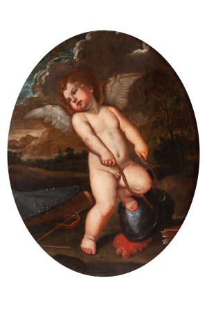 Winged Putto breaks Minerva's instruments, Francesco Albani