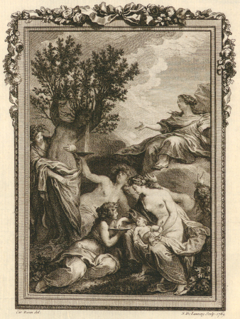 Myrrha, withdrawn to the land of the Sabeans, gave birth to Adonis and was then transformed into a tree., Nicolas de Launay