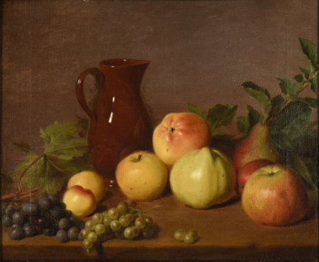 Assorted fruits and a pitcher on a table, Lié Louis Périn-Salbreux