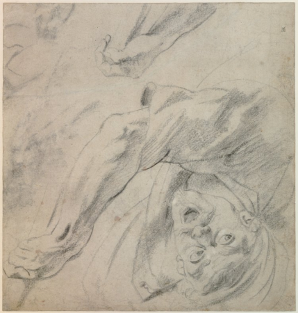 Study for the falling rider in the Munich lion hunt, Peter Paul Rubens, circa 1622
