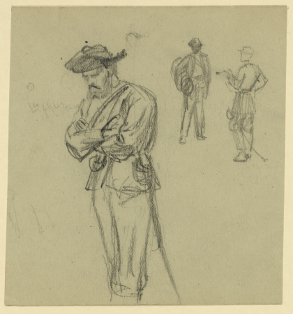 Three figure studies of soldiers LCCN2004660762, Alfred Waud, 1860