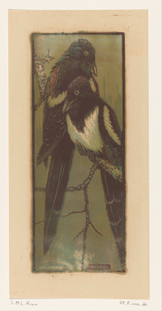 Twee eksters op een tak, RP-P-2002-661, Casper Marinus Leenderd Kouw, between 1875 and 1939