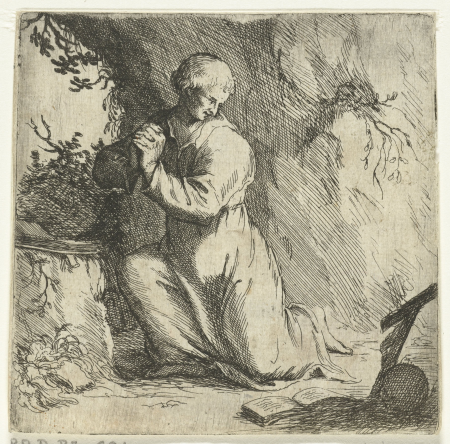Biddende kluizenaar, RP-P-BI-691, Willem Basse, between 1633 and 1672
