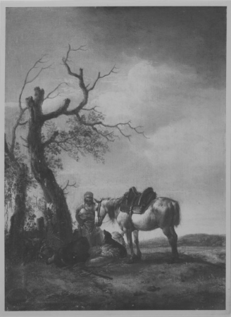 Farming family on the rest, Philips Wouwerman, between 1646 and 1648