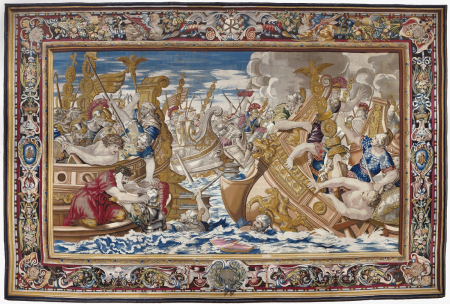 Tapestry showing the Sea Battle between the Fleets of Constantine and Licinius, Pietro da Cortona, 1635