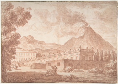 The Palazzo Reale at Pórtici with Vesuvius in the Background, Joseph-Benoît Suvée