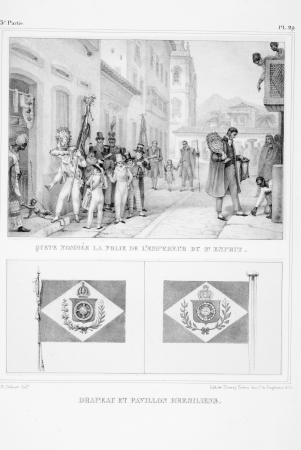 Quest named the madness of the emperor of St. Espirit. Brazilian flag and ensign, 1839