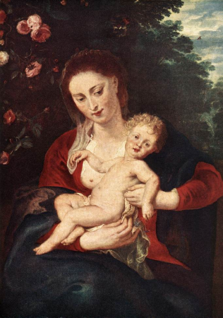Madonna and Child with Periwinkle, Peter Paul Rubens, between 1620 and 1624