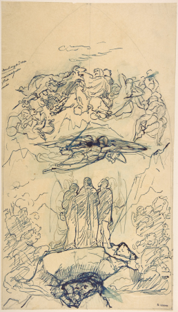 Composition Study with Three Figures Standing on a Rock, Henri Lehmann