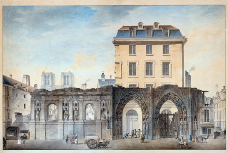 Vue de l'ancienne façade de l'Hôtel-Dieu après l'incendie de1772, D.6187, Auguste Sébastien Bénard, after 1772