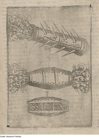 Barrel and cannon with various explosive charges, Joseph Boillot, 1603