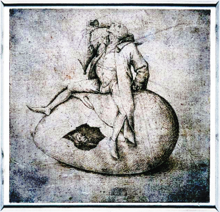 A fool trying to hatch an empty egg, Pieter Brueghel the Elder, 1569