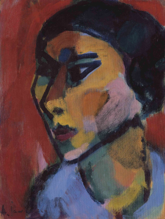 Woman's head in three-quarter profile (recto); Fragment of a large variation (lower part) (verso), Alexej von Jawlensky, circa 1915/16