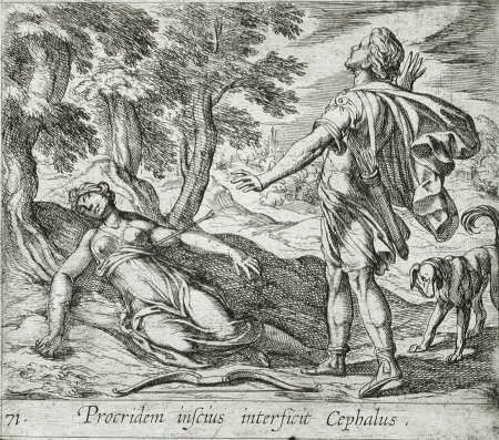 Procris Killed by Cephalus's Javelin, Antonio Tempesta, published 1606