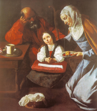 The Family of the Virgin (c. 1650). The composition is similar to those in the series of The Virgin as a Child in Ecstasy., Francisco de Zurbarán, circa 1650