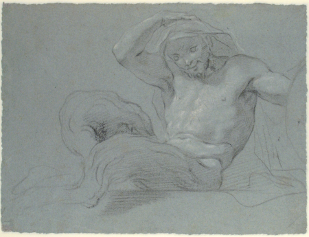 Satyr Reclining on a Ledge, Facing Right (recto); Satyr Reclining on a Ledge, Facing Left (verso), Jacopo Guarana, 1720–1808