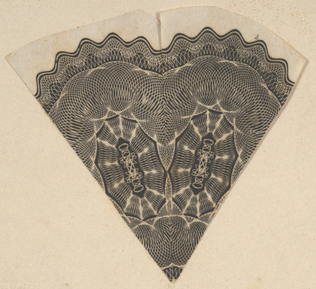 Banknote motifs: circular lobed lathe work design, its interior composed of repeated stars, missing a pie shaped wedge (recto); Two pie-shaped wedges of lathe work ornament resembling cut glass (verso), circa 1824–42