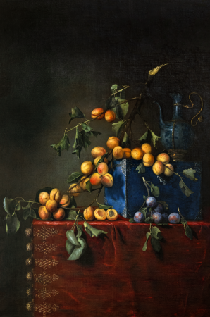 Still life with apricot and plum branches, Pierre Dupuis