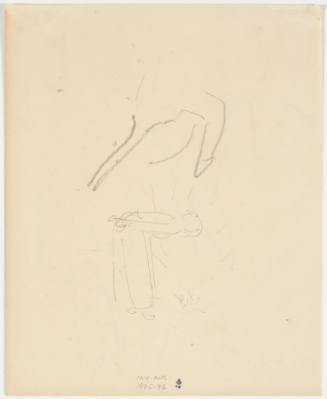 Sketch of woman bending forward and insignificant scratch, Ludvig Find