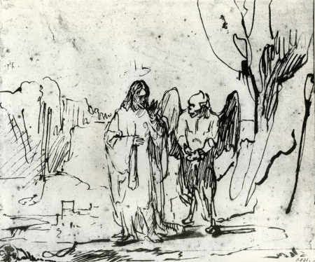 Rembrandt Temptation of Christ Sketch 3, Rembrandt, between 1640 and 1642