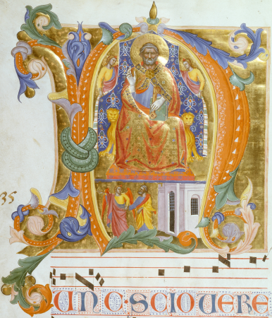 Initial N with Saint Peter Enthroned and the Liberation of Saint Peter, Cenni di Francesco