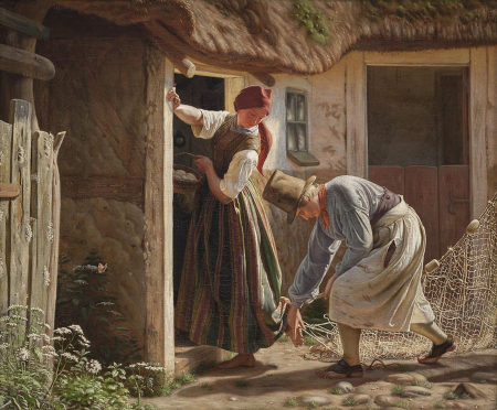 The girl caught in the net, Christen Dalsgaard, 1869