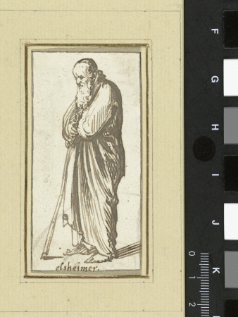 Oude man in lang gewaad, RP-T-1958-18, Adam Elsheimer, between 1588 and 1610