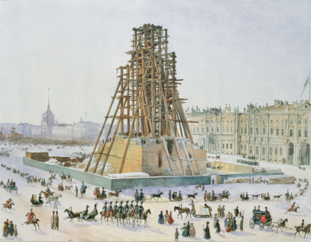The Alexander Column in Scaffolding, Grigory Gagarin, from 1832 until 1833