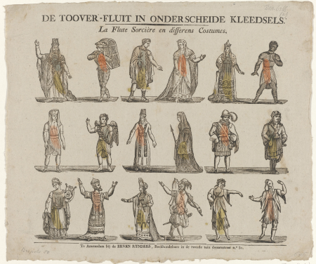 De Toover-fluit in onderscheide kleedsels. La Flute Sorcière en differens Costumes (titel op object), RP-P-OB-88.029, Philippus Jacobus Brepols, between 1830 and 1855